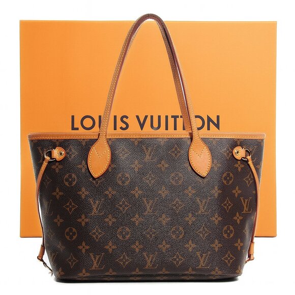 Authentic Louis Vuitton Neverfull PM Monogram Tote Shoulder Bag Brown Tan LV - Picture 1 of 15
